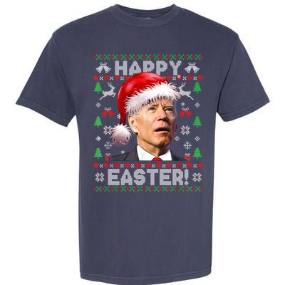 Santa Joe Biden Happy Easter Ugly Christmas Sweater Garment-Dyed Heavyweight T-Shirt