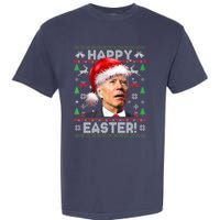 Santa Joe Biden Happy Easter Ugly Christmas Sweater Garment-Dyed Heavyweight T-Shirt