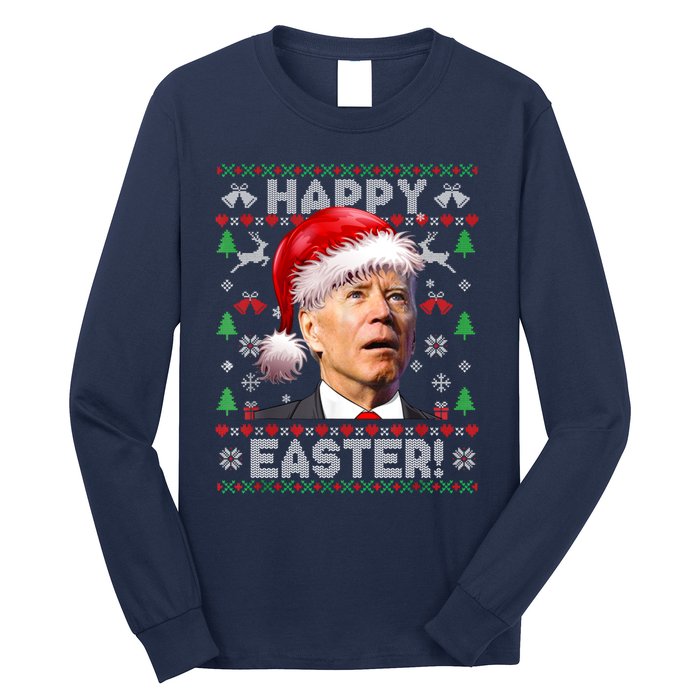 Santa Joe Biden Happy Easter Ugly Christmas Sweater Long Sleeve Shirt