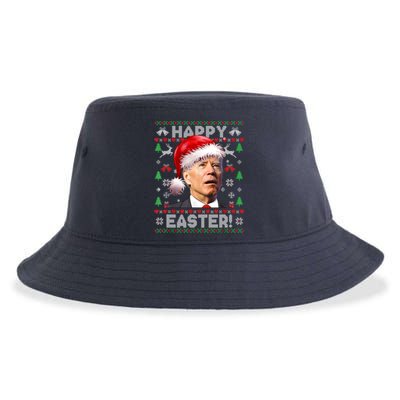 Santa Joe Biden Happy Easter Ugly Christmas Sweater Sustainable Bucket Hat