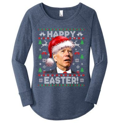 Santa Joe Biden Happy Easter Ugly Christmas Sweater Women's Perfect Tri Tunic Long Sleeve Shirt