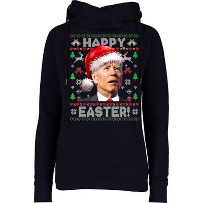 Santa Joe Biden Happy Easter Ugly Christmas Sweater Womens Funnel Neck Pullover Hood