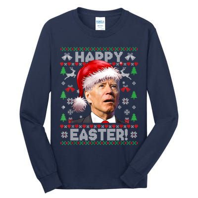 Santa Joe Biden Happy Easter Ugly Christmas Sweater Tall Long Sleeve T-Shirt