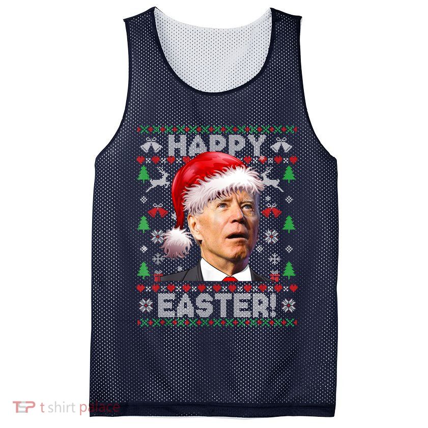 Santa Joe Biden Happy Easter Ugly Christmas Sweater Mesh Reversible Basketball Jersey Tank