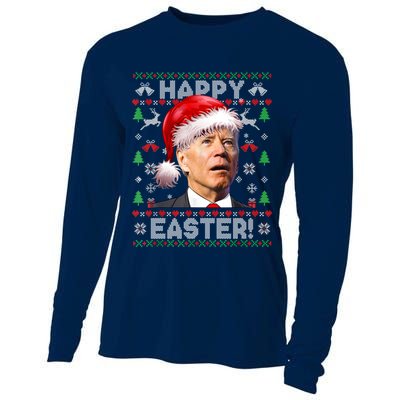 Santa Joe Biden Happy Easter Ugly Christmas Sweater Cooling Performance Long Sleeve Crew