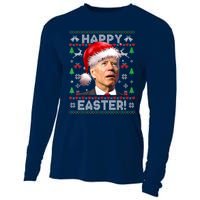 Santa Joe Biden Happy Easter Ugly Christmas Sweater Cooling Performance Long Sleeve Crew