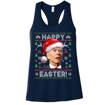 Santa Joe Biden Happy Easter Ugly Christmas Sweater Womens Tank Top
