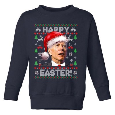 Santa Joe Biden Happy Easter Ugly Christmas Sweater Toddler Sweatshirt