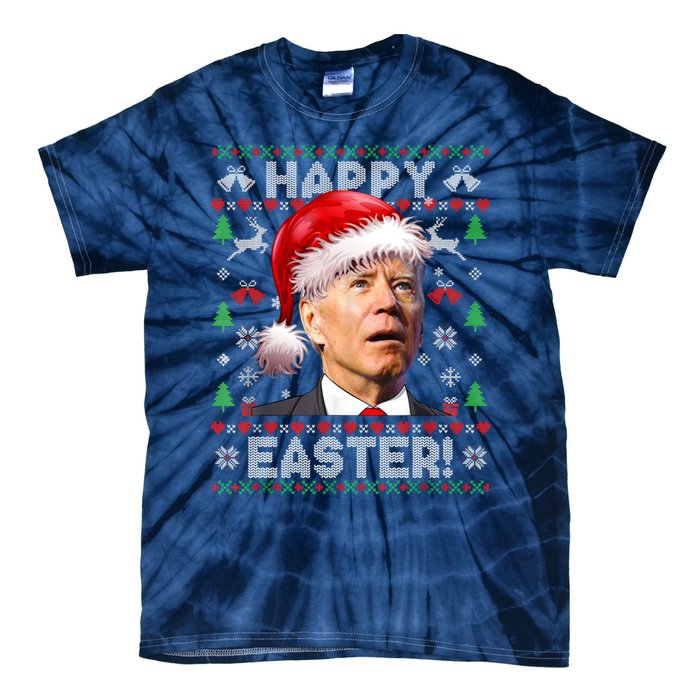 Santa Joe Biden Happy Easter Ugly Christmas Sweater Tie-Dye T-Shirt