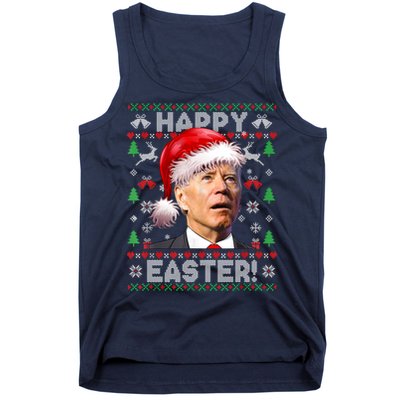 Santa Joe Biden Happy Easter Ugly Christmas Sweater Tank Top