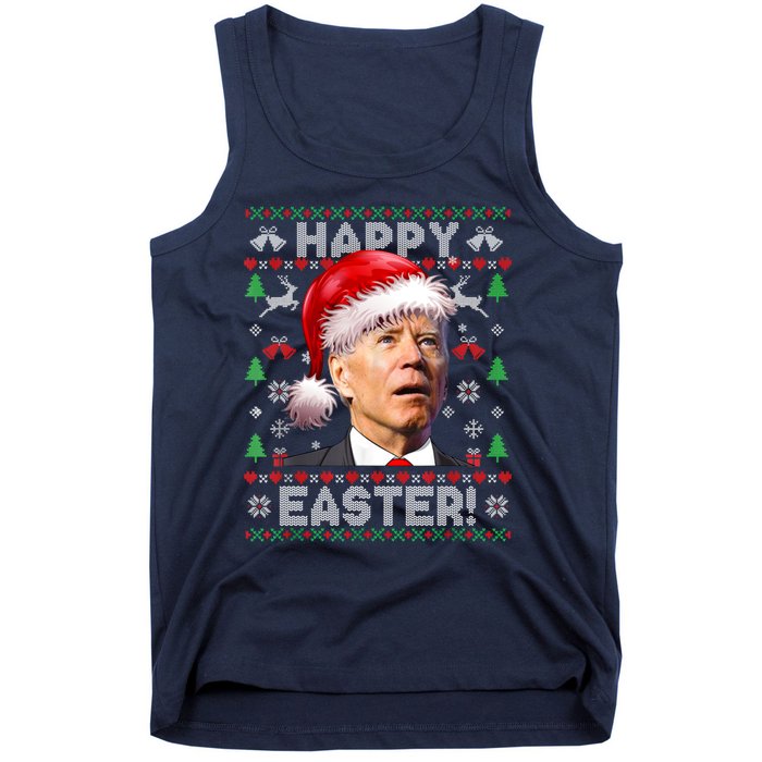 Santa Joe Biden Happy Easter Ugly Christmas Sweater Tank Top