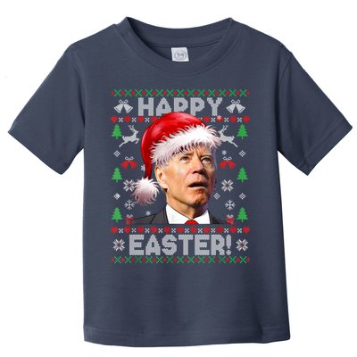 Santa Joe Biden Happy Easter Ugly Christmas Sweater Toddler T-Shirt