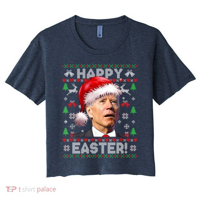 Santa Joe Biden Happy Easter Ugly Christmas Sweater Crop Top