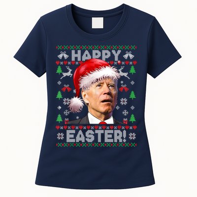 Santa Joe Biden Happy Easter Ugly Christmas Sweater Womens T-Shirt