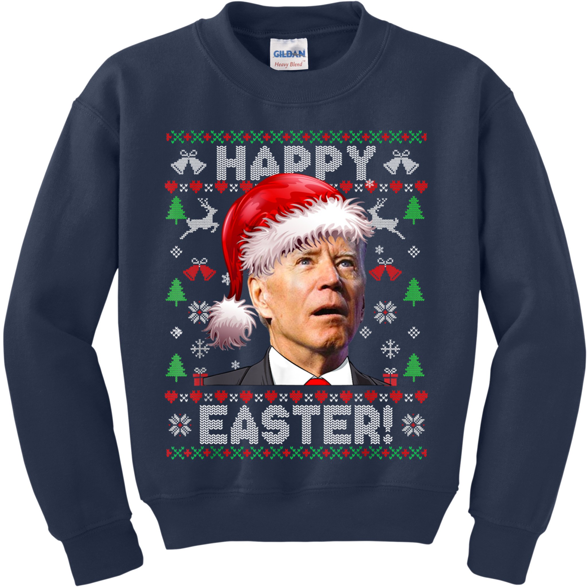 Santa Joe Biden Happy Easter Ugly Christmas Sweater Kids Sweatshirt