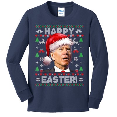 Santa Joe Biden Happy Easter Ugly Christmas Sweater Kids Long Sleeve Shirt