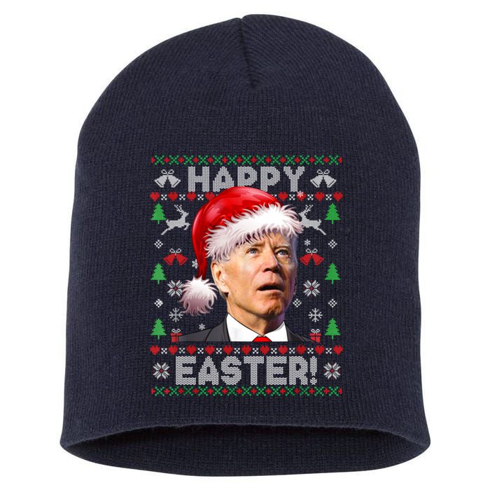 Santa Joe Biden Happy Easter Ugly Christmas Sweater Short Acrylic Beanie