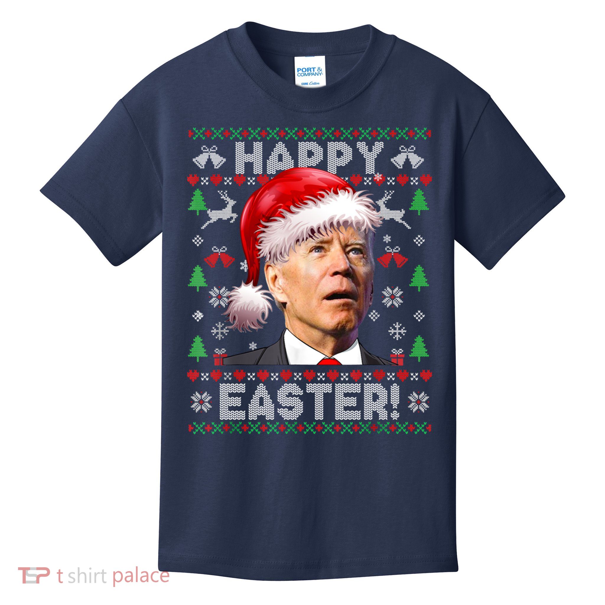 Santa Joe Biden Happy Easter Ugly Christmas Sweater Kids T-Shirt