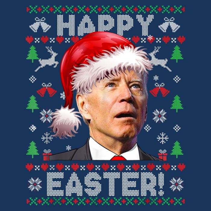 Santa Joe Biden Happy Easter Ugly Christmas Sweater Kids T-Shirt
