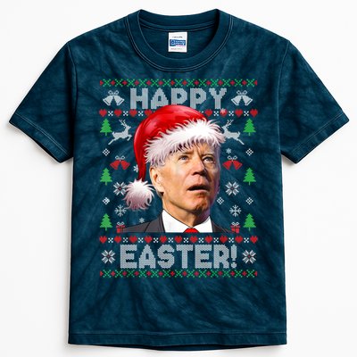 Santa Joe Biden Happy Easter Ugly Christmas Sweater Kids Tie-Dye T-Shirt
