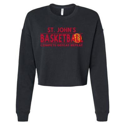 St. Johns Basketball Compete Defeat Repeat Cropped Pullover Crew