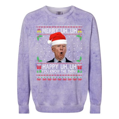 Santa Joe Biden Merry Uh Uh Christmas Ugly Sweater Colorblast Crewneck Sweatshirt