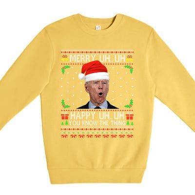 Santa Joe Biden Merry Uh Uh Christmas Ugly Sweater Premium Crewneck Sweatshirt