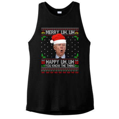 Santa Joe Biden Merry Uh Uh Christmas Ugly Sweater Ladies PosiCharge Tri-Blend Wicking Tank