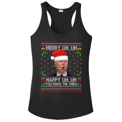 Santa Joe Biden Merry Uh Uh Christmas Ugly Sweater Ladies PosiCharge Competitor Racerback Tank