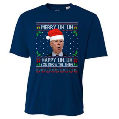 Santa Joe Biden Merry Uh Uh Christmas Ugly Sweater Cooling Performance Crew T-Shirt