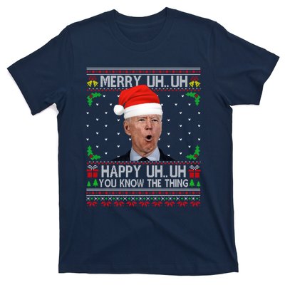 Santa Joe Biden Merry Uh Uh Christmas Ugly Sweater T-Shirt