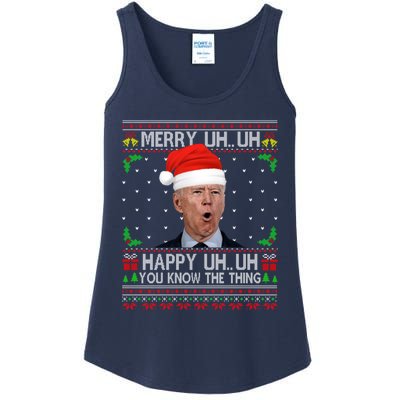 Santa Joe Biden Merry Uh Uh Christmas Ugly Sweater Ladies Essential Tank