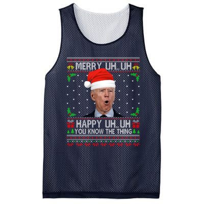 Santa Joe Biden Merry Uh Uh Christmas Ugly Sweater Mesh Reversible Basketball Jersey Tank