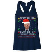 Santa Joe Biden Merry Uh Uh Christmas Ugly Sweater Women's Racerback Tank