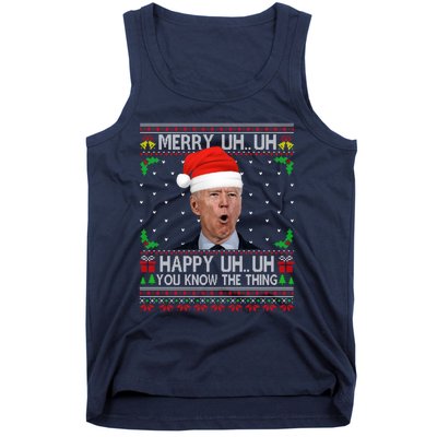 Santa Joe Biden Merry Uh Uh Christmas Ugly Sweater Tank Top