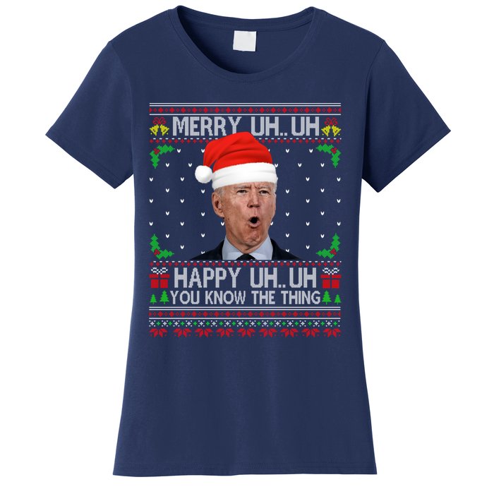 Santa Joe Biden Merry Uh Uh Christmas Ugly Sweater Women's T-Shirt