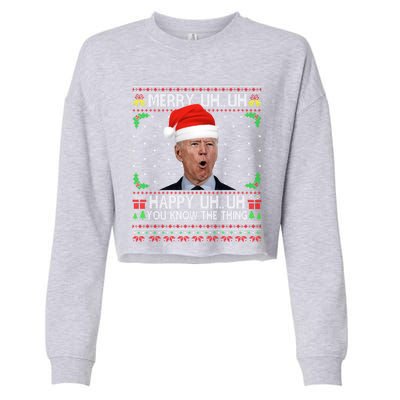 Santa Joe Biden Merry Uh Uh Christmas Ugly Sweater Cropped Pullover Crew