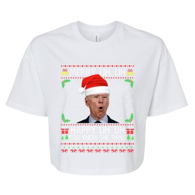 Santa Joe Biden Merry Uh Uh Christmas Ugly Sweater Bella+Canvas Jersey Crop Tee