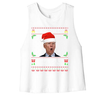 Santa Joe Biden Merry Uh Uh Christmas Ugly Sweater Women's Racerback Cropped Tank