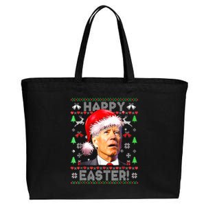 Santa Joe Biden Happy Easter Ugly Christmas  Cotton Canvas Jumbo Tote