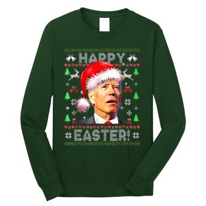 Santa Joe Biden Happy Easter Ugly Christmas  Long Sleeve Shirt