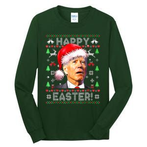 Santa Joe Biden Happy Easter Ugly Christmas  Tall Long Sleeve T-Shirt