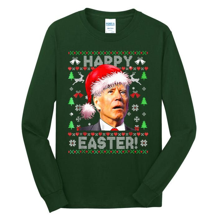 Santa Joe Biden Happy Easter Ugly Christmas  Tall Long Sleeve T-Shirt