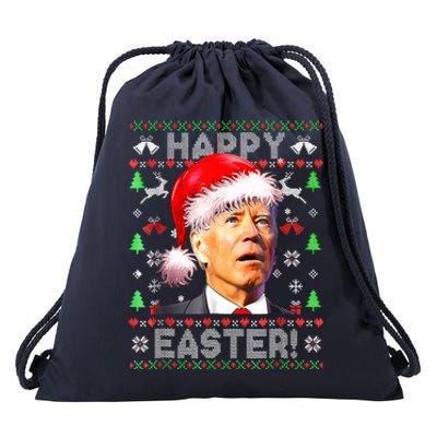 Santa Joe Biden Happy Easter Ugly Christmas  Drawstring Bag