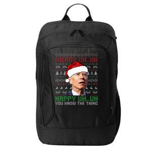 Santa Joe Biden Merry Uh Uh Christmas Ugly Sweater  City Backpack