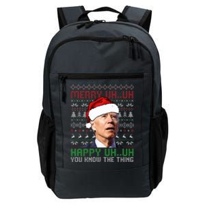 Santa Joe Biden Merry Uh Uh Christmas Ugly Sweater  Daily Commute Backpack