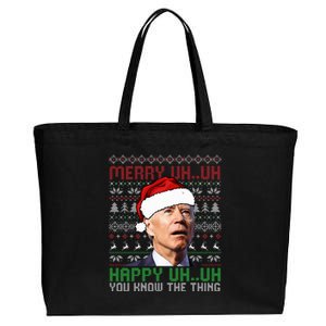 Santa Joe Biden Merry Uh Uh Christmas Ugly Sweater  Cotton Canvas Jumbo Tote