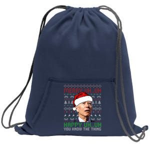 Santa Joe Biden Merry Uh Uh Christmas Ugly Sweater  Sweatshirt Cinch Pack Bag