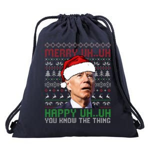 Santa Joe Biden Merry Uh Uh Christmas Ugly Sweater  Drawstring Bag