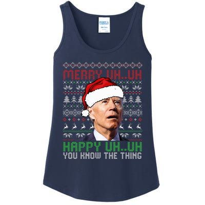 Santa Joe Biden Merry Uh Uh Christmas Ugly Sweater  Ladies Essential Tank